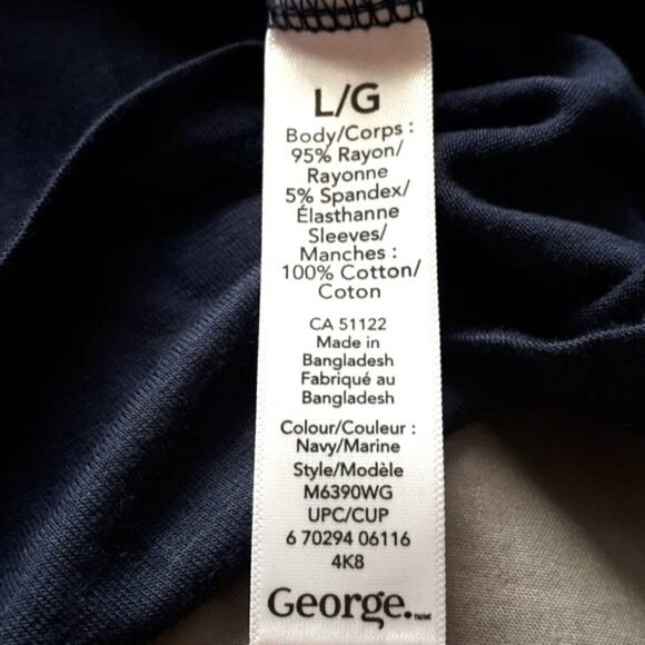 George Navy Blue Eyelet Lace Flutter Sleeve Shirt Women's Size L - Picture 7 of 7